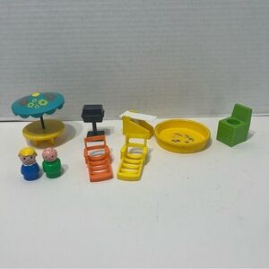 VINTAGE Fisher price little people pool accessories lot toys